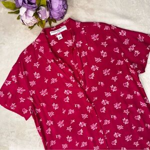 Josephine Chaus Pink Floral Button Down Blouse